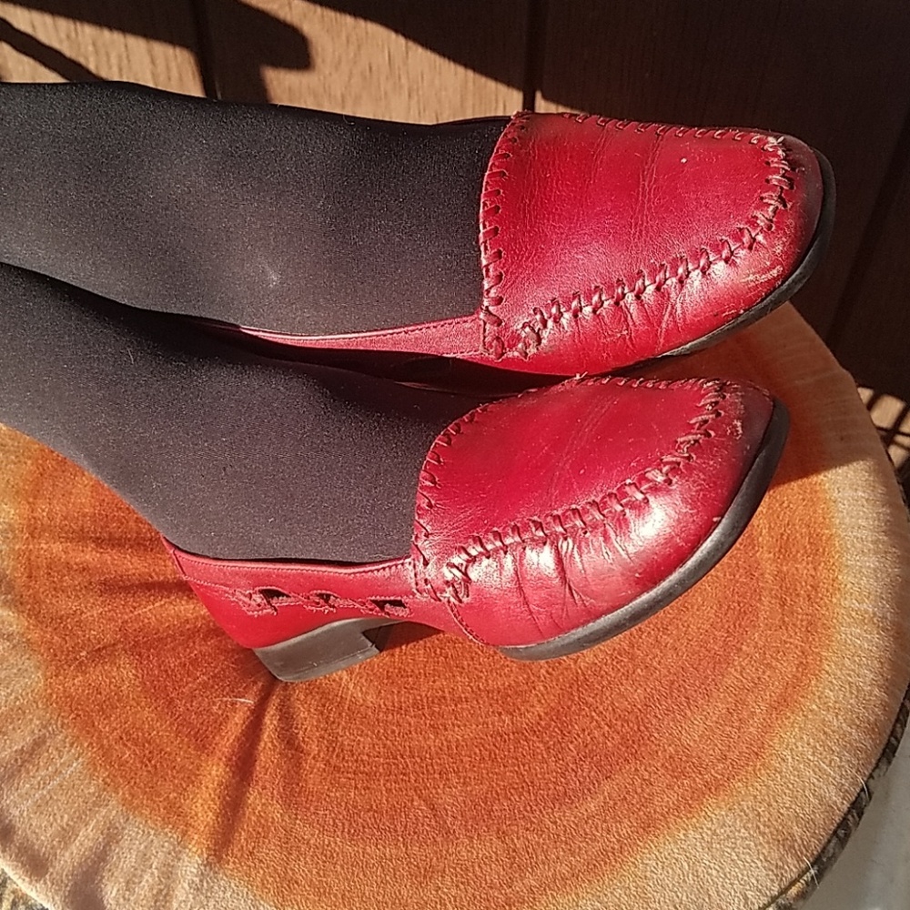 Carriage Court red leather loafers